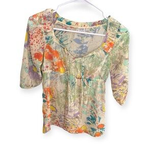 Esprit Y2K Sheer Babydoll Floral 3/4 Sleeve, US 2